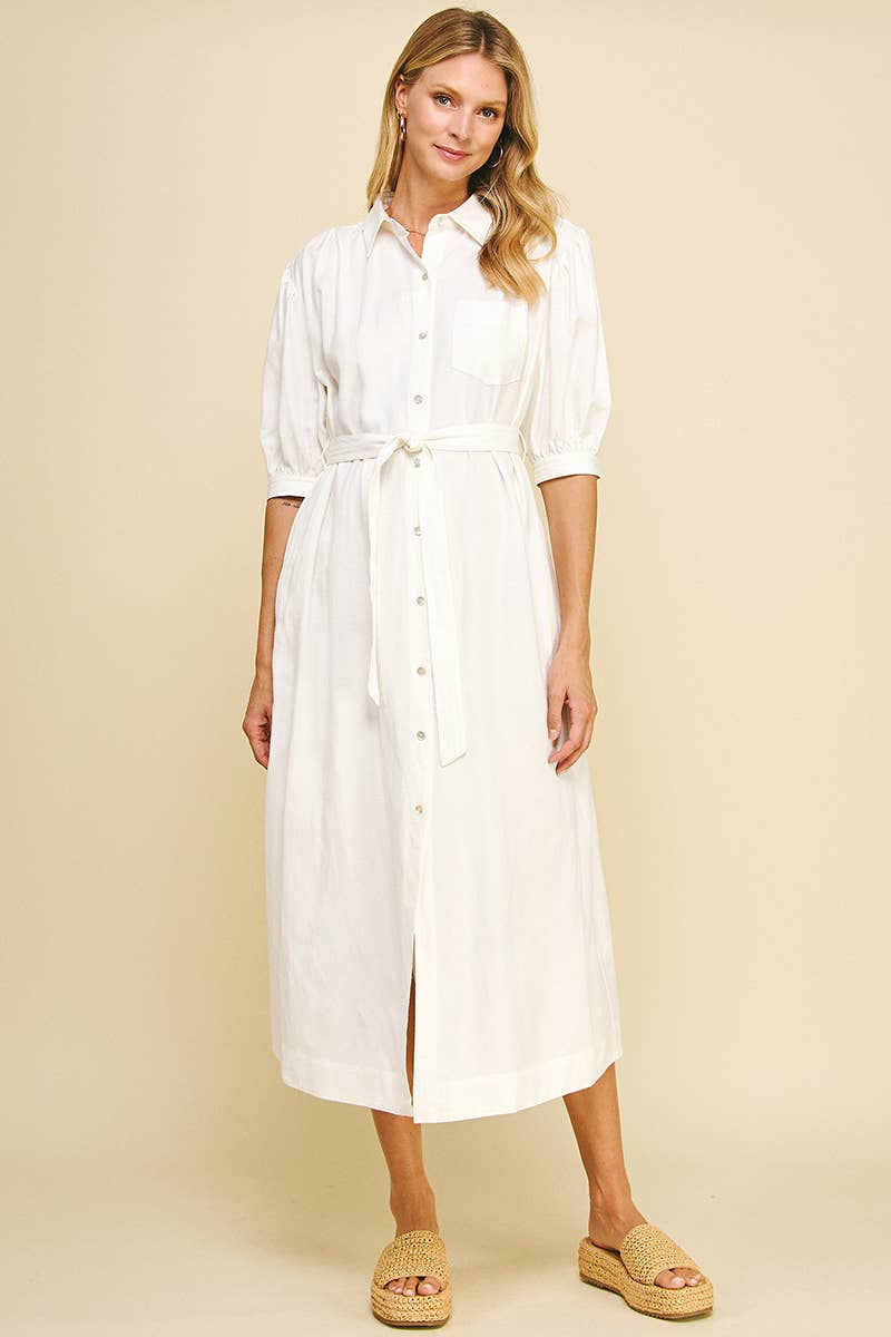 MILA- Solid Linen Midi Dress